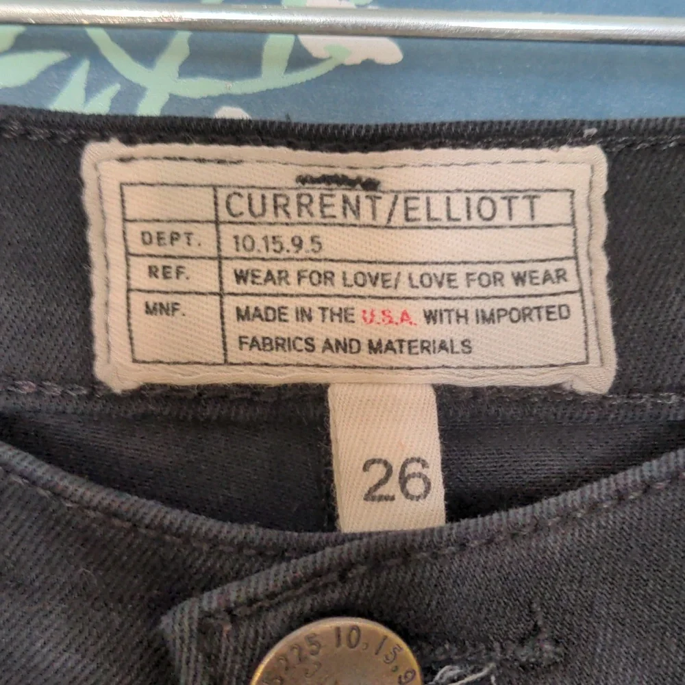 Current/Elliott Black Denim Jeans Distressed Pants - Picture 4 of 6